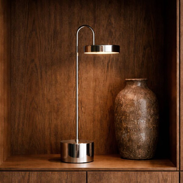 Dyberg Larsen Lampa stołowa MOOVELIGHT, możliwość ściemniania, chromowy / srebrny, salon / jadalnia, metal, design