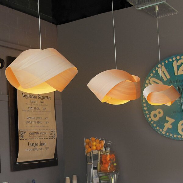 LZF LAMPS Lampa wisząca Nut, możliwość ściemniania, jasne drewno, salon / jadalnia, drewno, design