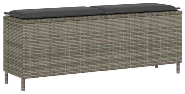 Ławka ogrodowa z poduszką szara 110x30x40,5 cm polirattan