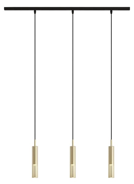 Nowoczesny system szynowy czarny z 3 lampami wiszącymi złoty z bursztynowym szkłem 1-fazowy - Slimline Loyce