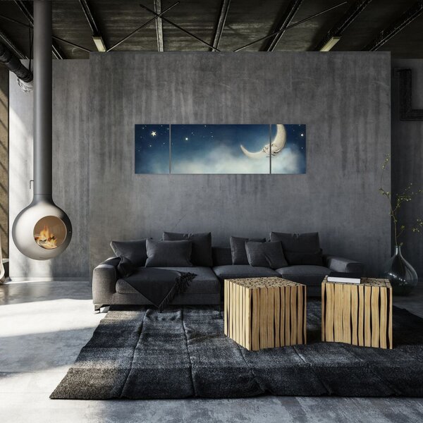 Obraz - Księżyc z gwiazdami (170x50 cm)
