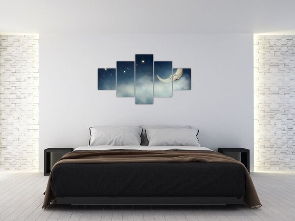 Obraz - Księżyc z gwiazdami (125x70 cm)