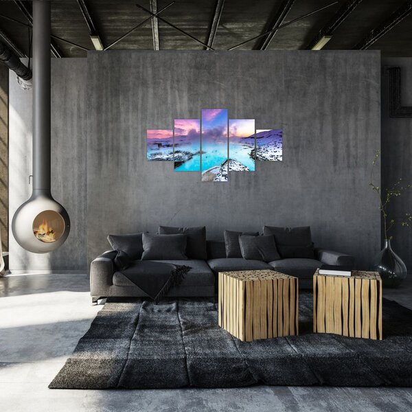 Obraz - Błękitna laguna na Islandii (125x70 cm)