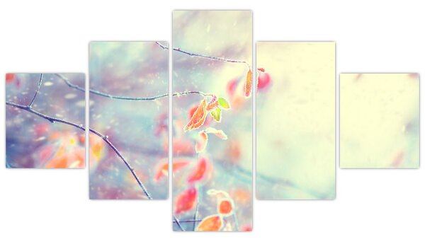 Obraz - Listki w lodzie (125x70 cm)