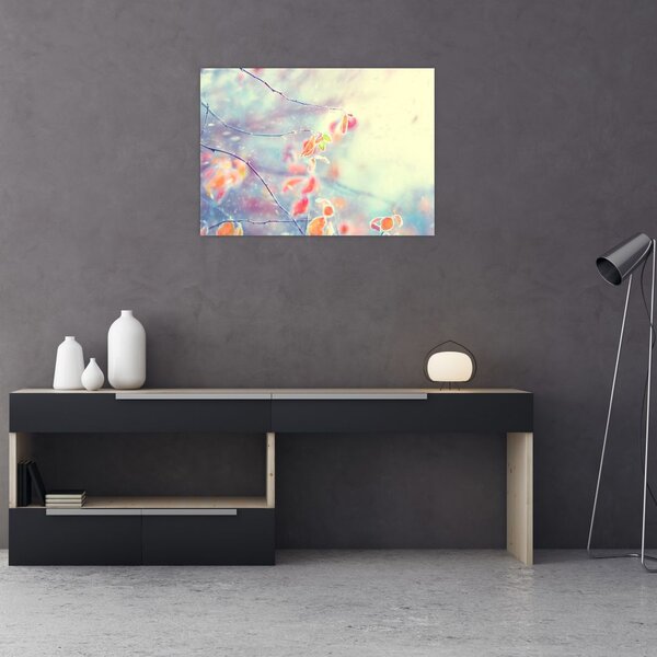 Obraz - Listki w lodzie (70x50 cm)