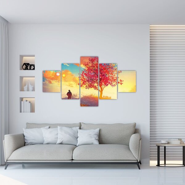 Obraz drzewa na wzgórzu (125x70 cm)