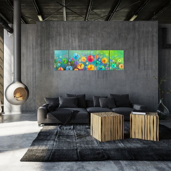Obraz - Abstrakcyjne kwiaty (170x50 cm)