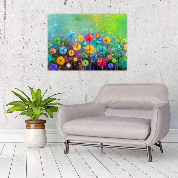 Obraz na szkle - Abstrakcyjne kwiaty (70x50 cm)