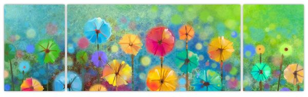 Obraz - Abstrakcyjne kwiaty (170x50 cm)