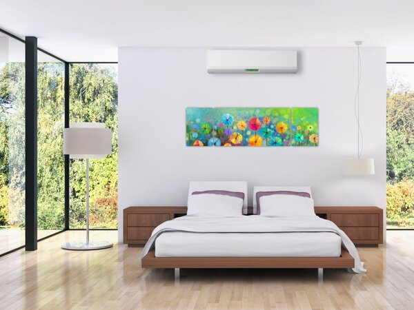 Obraz - Abstrakcyjne kwiaty (170x50 cm)