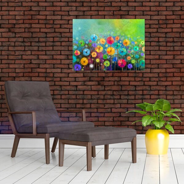 Obraz na szkle - Abstrakcyjne kwiaty (70x50 cm)