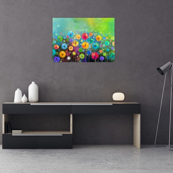 Obraz na szkle - Abstrakcyjne kwiaty (70x50 cm)