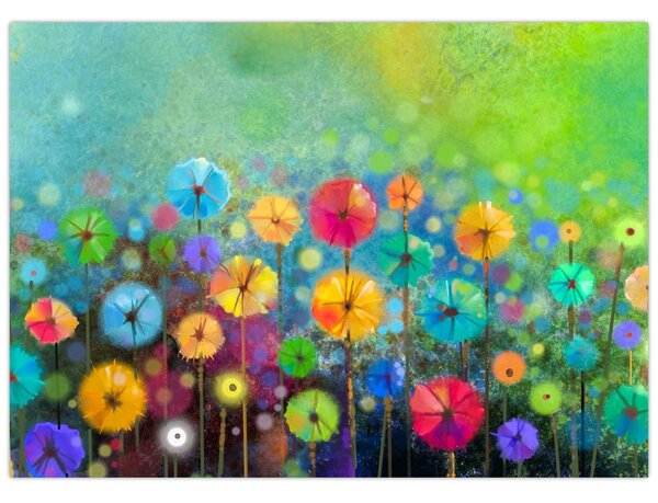 Obraz na szkle - Abstrakcyjne kwiaty (70x50 cm)