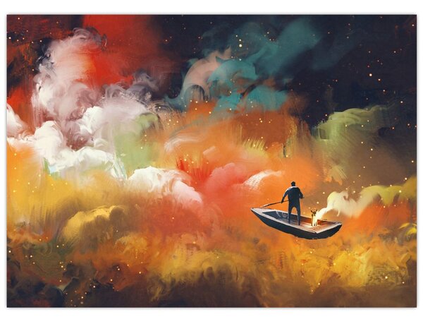 Obraz - człowiek unoszący się w kosmosie (70x50 cm)