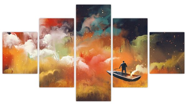 Obraz - człowiek unoszący się w kosmosie (125x70 cm)