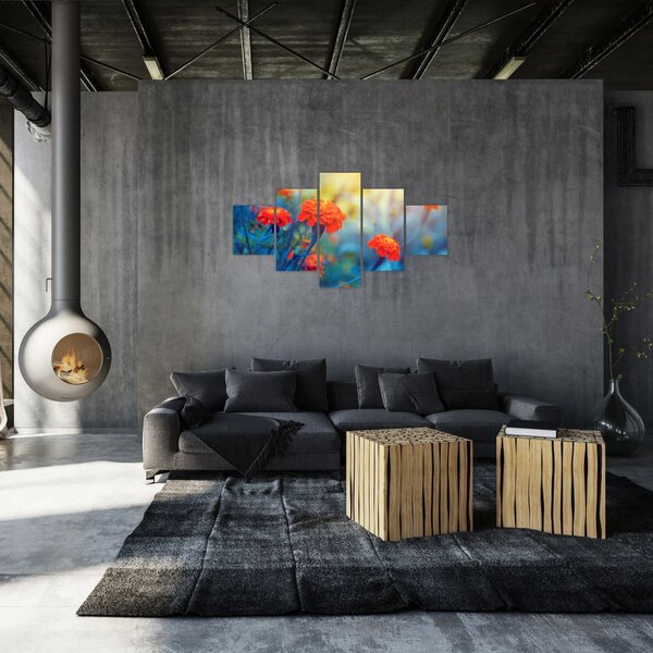 Obraz - Pomarańczowe kwiaty (125x70 cm)