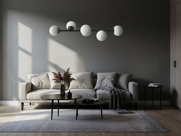 LAMPA WISZĄCA SUFITOWA NOWOCZESNA CZARNA BIAŁE KULE FINO 6 LED
