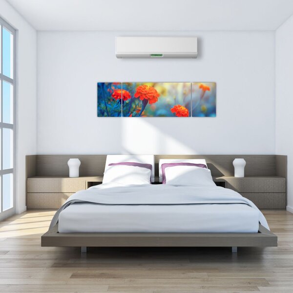 Obraz - Pomarańczowe kwiaty (170x50 cm)