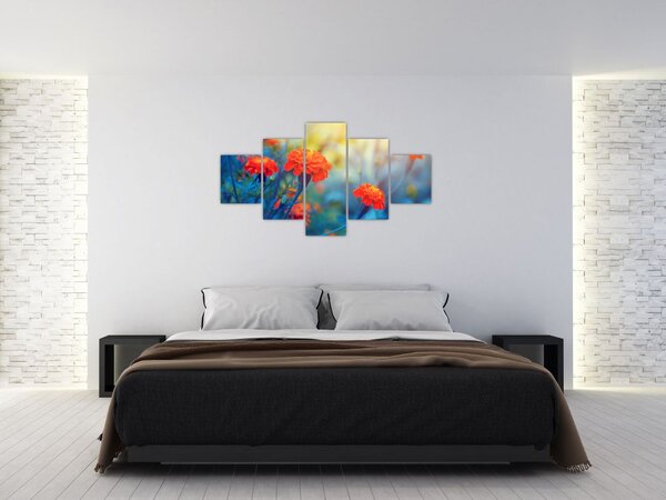 Obraz - Pomarańczowe kwiaty (125x70 cm)