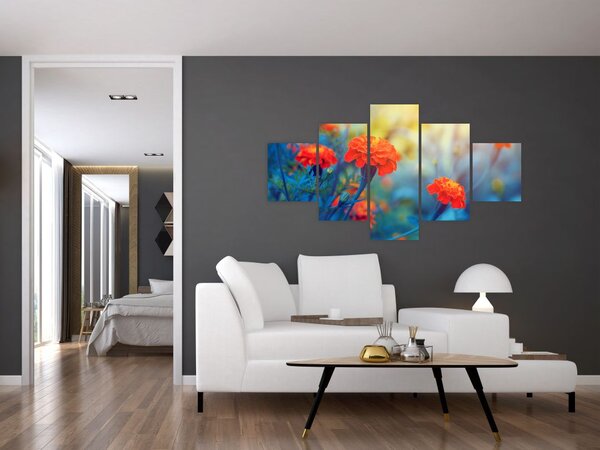 Obraz - Pomarańczowe kwiaty (125x70 cm)