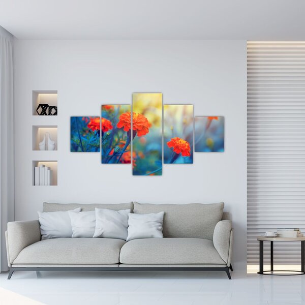 Obraz - Pomarańczowe kwiaty (125x70 cm)