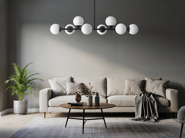 LAMPA WISZĄCA SUFITOWA NOWOCZESNA CZARNA BIAŁE KULE FINO 8 LED