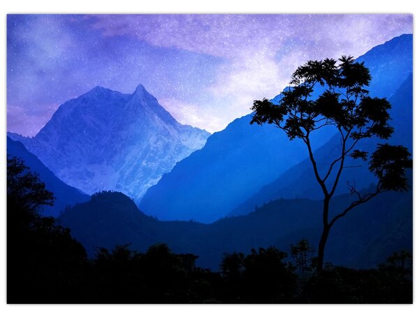 Obraz - Nocne niebo w Nepalu (70x50 cm)