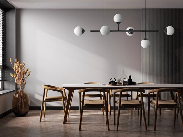 LAMPA WISZĄCA SUFITOWA NOWOCZESNA CZARNA BIAŁE KULE FINO 6 LED