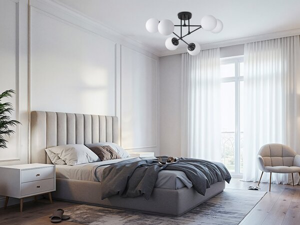 LAMPA WISZĄCA SUFITOWA ŻYRANDOL NOWOCZESNA CZARNA BIAŁE KULE FINO 6 LED