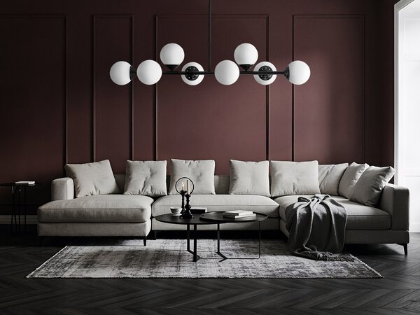 LAMPA WISZĄCA SUFITOWA NOWOCZESNA CZARNA BIAŁE KULE FINO 8 LED