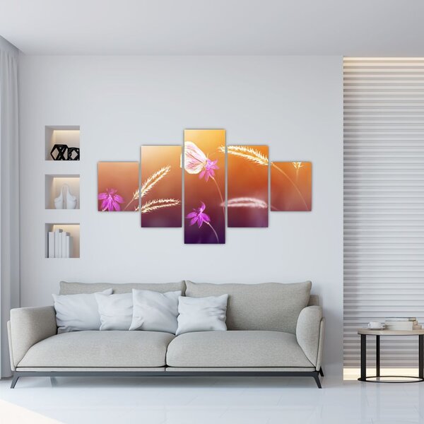 Obraz - Różowy motyl (125x70 cm)