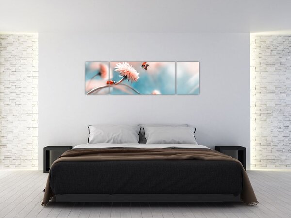 Obraz - Biedronka na kwiatku (170x50 cm)