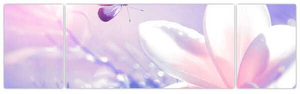 Obraz - Motyl lecący do kwiatu (170x50 cm)