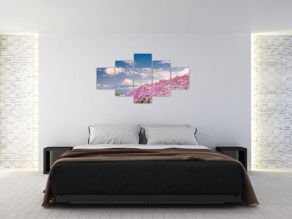 Obraz - Japoński wiosenny krajobraz (125x70 cm)