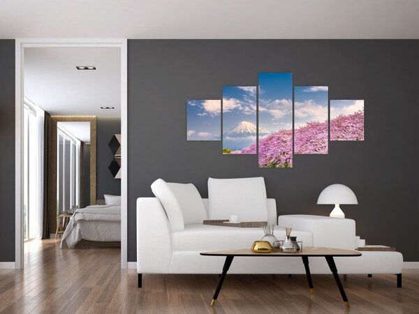 Obraz - Japoński wiosenny krajobraz (125x70 cm)