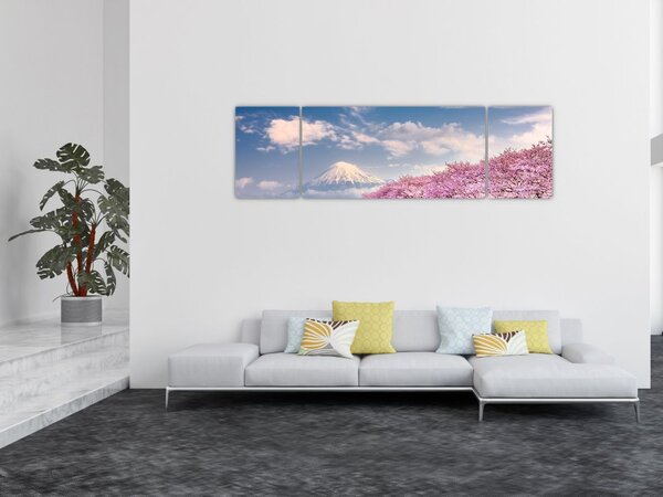 Obraz - Japoński wiosenny krajobraz (170x50 cm)