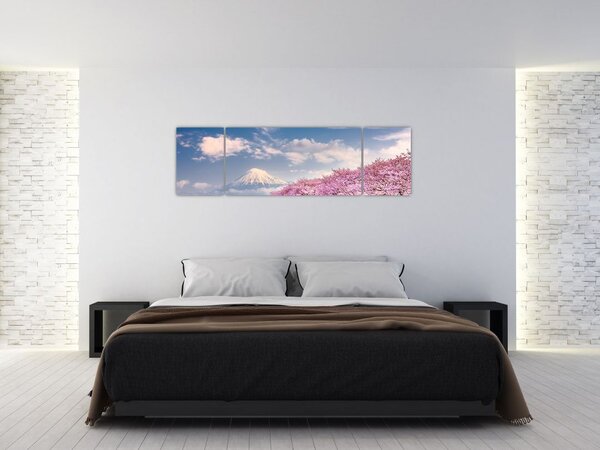 Obraz - Japoński wiosenny krajobraz (170x50 cm)