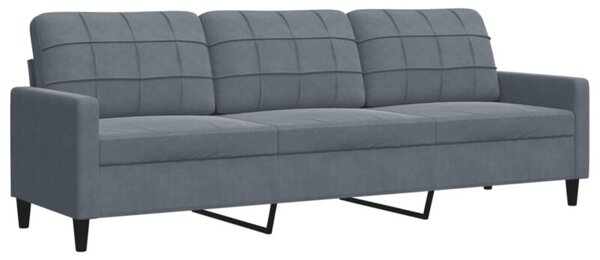 Sofa 3-osobowa, ciemnoszara, 210 cm, obita aksamitem
