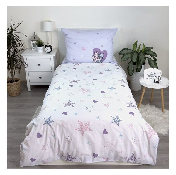 Bawełniana jednoosobowa pościel dziecięca 140x200 cm Lilo and Stitch "Heart" – Jerry Fabrics