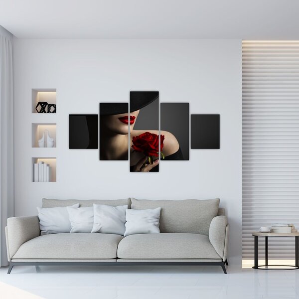 Obraz - Kobieta z różą (125x70 cm)