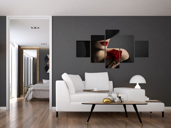 Obraz - Kobieta z różą (125x70 cm)