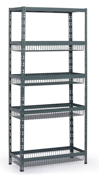 Regał półkowy z koszami, 1954 x 900 x 400 mm, nośność 175 kg, 1 półka + 4 kosze