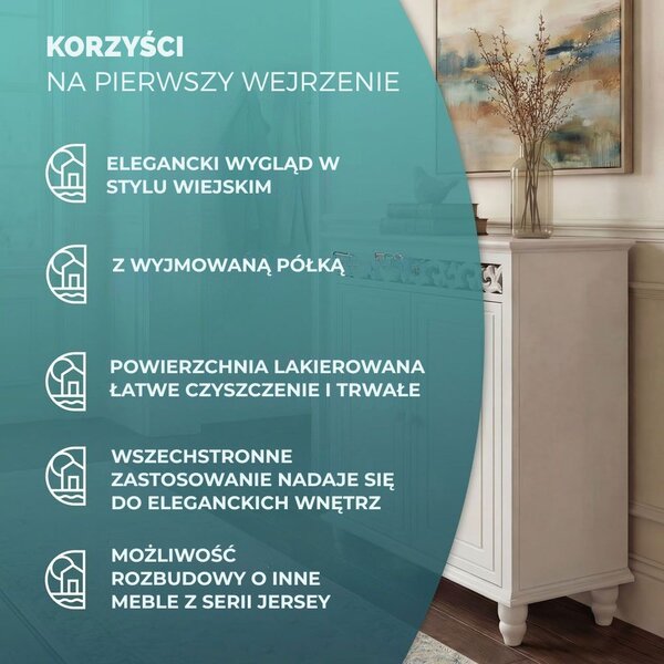 Komoda JERSEY, 76 x 65 x 35cm, biała Casaria
