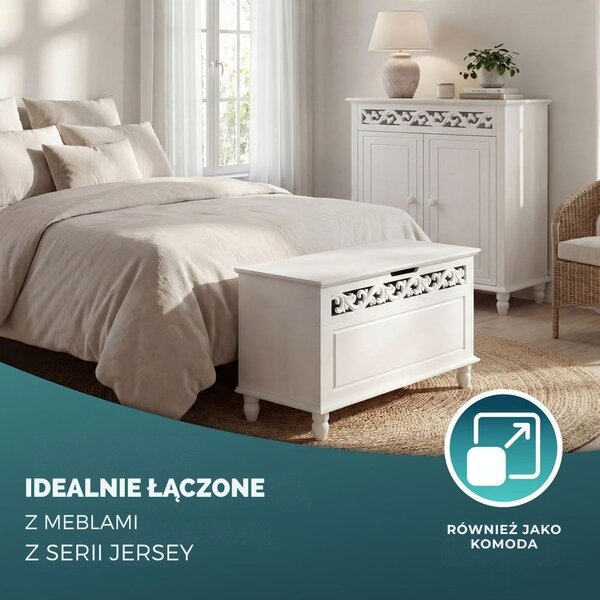 Skrzynia drewniana JERSEY, 80x40x48cm, biała Casaria