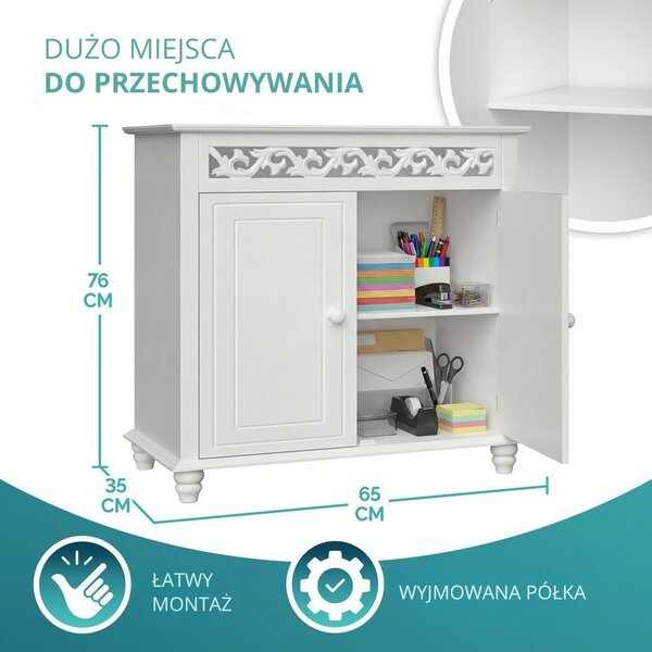 Komoda JERSEY, 76 x 65 x 35cm, biała Casaria