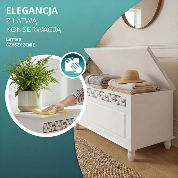 Skrzynia drewniana JERSEY, 80x40x48cm, biała Casaria