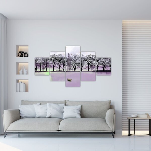 Obraz - Łodka na jeziorze (125x70 cm)