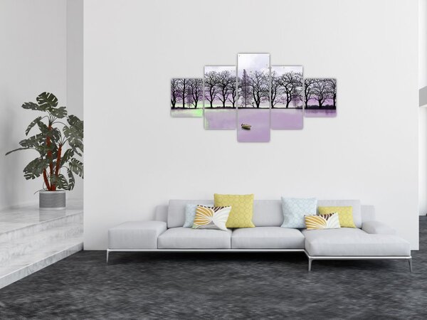 Obraz - Łodka na jeziorze (125x70 cm)