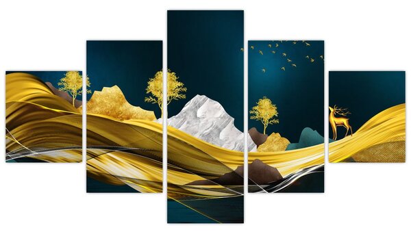 Obraz - Jeleń w krajobrazie (125x70 cm)