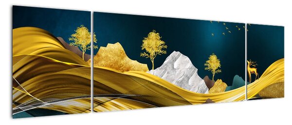 Obraz - Jeleń w krajobrazie (170x50 cm)